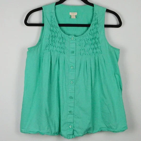 J. Crew Factory Mint Green Button Down Tank Top - Picture 2 of 7